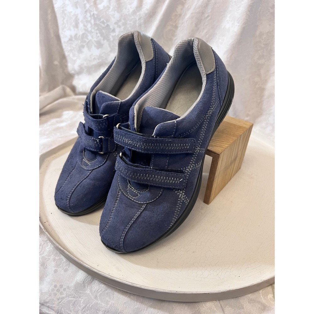 Hotter Astrid STD Navy Blue Suede Walking Shoes Comfort Sneakers 9 Hook Loop